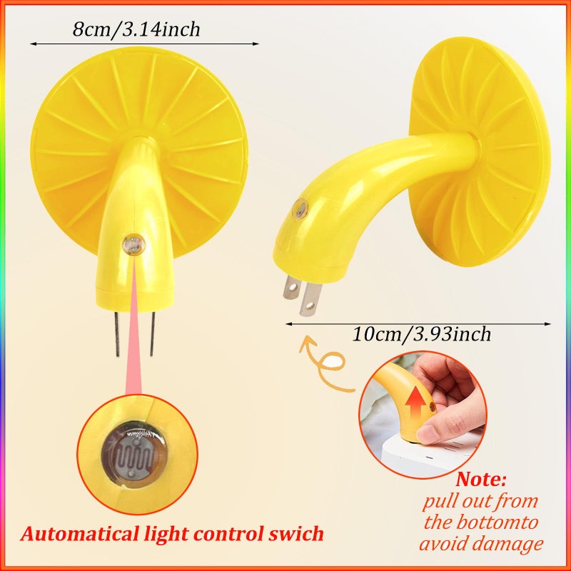ESUPPORT Mushroom-Shaped Energy Saving Sensor LED Night Light with Plug Yellow(Average Life Expectancy 50000h) - Image 2